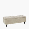Else Mocha Textured Marl Chenille and Black Metal Buttoned Storage Ottoman