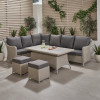 Antigua Stone Grey Outdoor Corner Seating Set with Ceramic Top