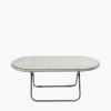 Tobs Outdoor Grey Synthetic Rattan Oval Lounger Table