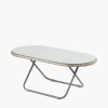 Tobs Outdoor Grey Synthetic Rattan Oval Lounger Table