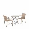 Tobs Outdoor Grey Synthetic Rattan Stackable Bistro Set