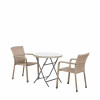 Tobs Outdoor Grey Synthetic Rattan Stackable Bistro Set
