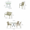 Tobs Outdoor Grey Synthetic Rattan Bench & Two Armchairs Bistro Set