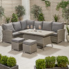 Barbados Slate Grey Outdoor Corner Seating Set Long Right with Ceramic Top