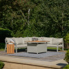 Stockholm Limestone Outdoor Corner Seating Set including Fire Pit Table