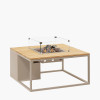 Cosiloft 100 Sandy Beige and Teak Fire Pit Table