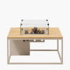 Cosiloft 100 Sandy Beige and Teak Fire Pit Table