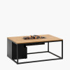 Cosiloft 120 Black and Teak Fire Pit Table
