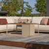 Cosiloft 120 Sandy Beige and Teak Fire Pit Table