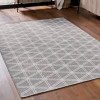 Indoor Outdoor Silver and White Geometric Design Rug