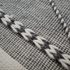 Indoor Outdoor Grey and White Plaited Stripe Design Rug