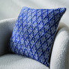 Indoor Outdoor Denim Blue and White Ikat Design Scatter Cushion