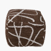 Indoor Outdoor Chocolate Brown and White Abstract Swirl Design Pouffe
