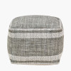 Indoor Outdoor Steel Grey and White Stripe Design Pouffe