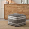 Indoor Outdoor Steel Grey and White Stripe Design Pouffe