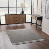Indoor Outdoor Steel Grey and White Stripe Design Rug