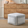 Indoor Outdoor White and Black Greek Key Design Pouffe