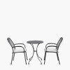 Carlo Bistro Set with Grey Striped/Plain Cushions