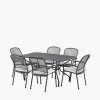 Carlo Rectangular 6 Seater Dining Set with Grey Striped/Plain Cushions