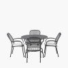 Carlo Round 4 Seater Dining Set with Grey Striped/Plain Cushions