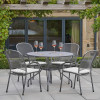 Carlo Round 4 Seater Dining Set with Grey Striped/Plain Cushions