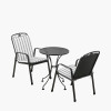 Savoy Bistro Set with Grey Striped/Plain Cushions