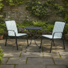 Savoy Bistro Set with Sage Green Striped/Plain Cushions
