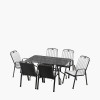Savoy Rectangular 6 Seater Dining Set with Grey Striped/Plain Cushions