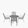 Savoy Round 4 Seater Dining Set with Grey Striped/Plain Cushions