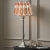 Canterbury Antique Silver Metal Table Lamp Base with Izara 35cm Cinnamon Ikat Patterned Mushroom Pleat Tapered Lampshade