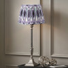 Canterbury Antique Silver Metal Table Lamp Base with Izara 35cm Lilac Ikat Patterned Mushroom Pleat Tapered Lampshade