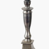 Canterbury Antique Silver Metal Table Lamp Base with Izara 35cm Red Ikat Patterned Mushroom Pleat Tapered Lampshade