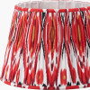 Canterbury Antique Silver Metal Table Lamp Base with Izara 35cm Red Ikat Patterned Mushroom Pleat Tapered Lampshade