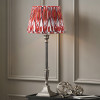 Canterbury Antique Silver Metal Table Lamp Base with Izara 35cm Red Ikat Patterned Mushroom Pleat Tapered Lampshade