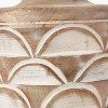 Kingsbury White Wash Large Carved Wood Table Lamp Base with Lino 40cm Cream Self Lined Linen Cylinder Lampshade