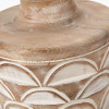 Kingsbury White Wash Large Carved Wood Table Lamp Base with Lino 40cm Grey Self Lined Linen Cylinder Lampshade