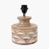 Kingsbury White Wash Carved Wood Table Lamp Base with Edward 30cm Pistachio Green Linen Cylinder Lampshade