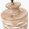 Kingsbury White Wash Carved Wood Table Lamp Base with Edward 30cm Pistachio Green Linen Cylinder Lampshade