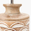 Kingsbury White Wash Carved Wood Table Lamp Base with Lino 30cm Grey Self Lined Linen Cylinder Lampshade