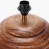 Pembury Brown Wash Large Turned Wood Table Lamp Base with Lars 40cm Black Ikat Patterned Cylinder Lampshade