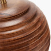 Pembury Brown Wash Large Turned Wood Table Lamp Base with Lars 40cm Black Ikat Patterned Cylinder Lampshade