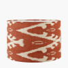 Pembury Brown Wash Turned Wood Table Lamp Base with Lars 30cm Cinnamon Ikat Patterned Cylinder Lampshade