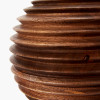 Pembury Brown Wash Turned Wood Table Lamp Base with Lars 30cm Ocean Blue Ikat Patterned Cylinder Lampshade