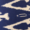Pembury Brown Wash Turned Wood Table Lamp Base with Lars 30cm Ocean Blue Ikat Patterned Cylinder Lampshade