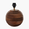 Pembury Brown Wash Turned Wood Table Lamp Base with Lars 30cm Racing Green Ikat Patterned Cylinder Lampshade