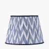 Canterbury Antique Brass Metal Table Lamp Base with Kamilah 40cm Blue Chevron Patterned Mushroom Pleat Tapered Lamp Shade