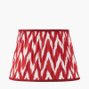 Canterbury Antique Brass Metal Table Lamp Base with Kamilah 40cm Red Chevron Patterned Mushroom Pleat Tapered Lamp Shade
