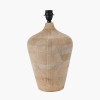 Taika White Wash Textured Wood Table Lamp Base with Edward 40cm Natural Linen Cylinder Lampshade