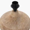 Taika White Wash Textured Wood Table Lamp Base with Lino 40cm Grey Self Lined Linen Cylinder Lampshade
