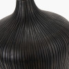 Taika Antique Black Textured Wood Table Lamp Base with Lino 40cm Cinnamon Self Lined Linen Cylinder Lampshade